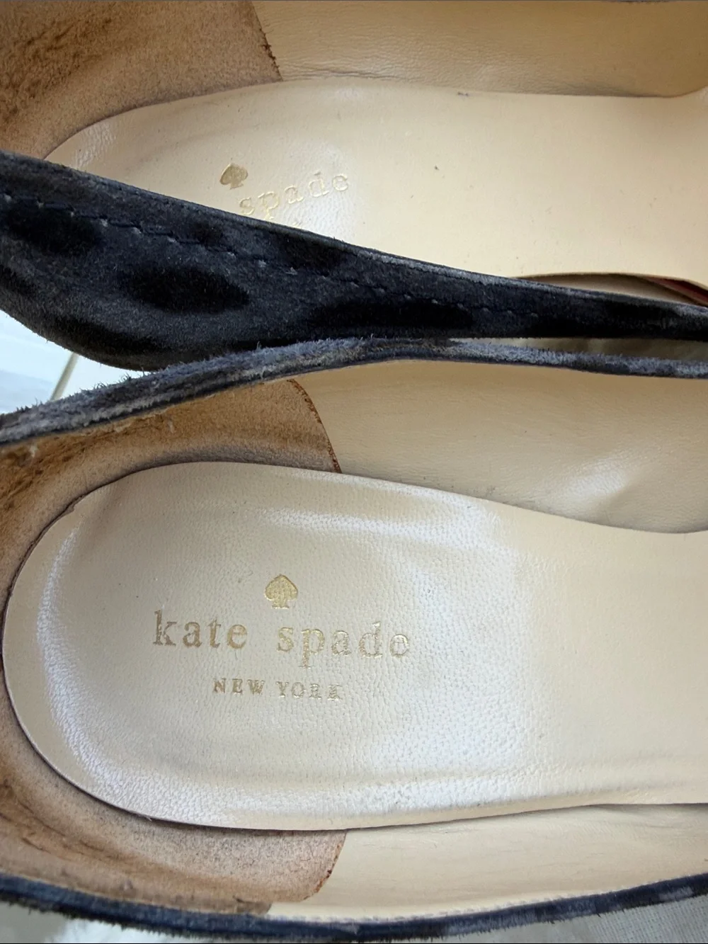 kate spade Gray Velvet Pointed Toe Pumps with Patent Bow